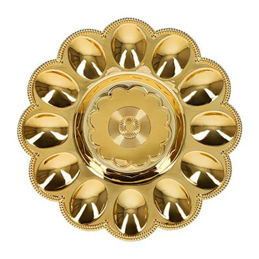 Блюдо пластиковое для кулича и 12 яиц "Праздничное", 23 см, золото MARMITON /24