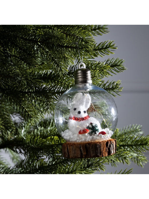 Ёлочный шар Зайка, 10х13 см, 1 LED, от батареек, свечение тёплое белое - Luazon lighting фото 10