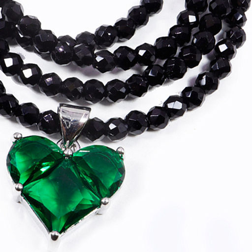 Бусы с сердечком чокер граненные из искуственного Хрусталя черные