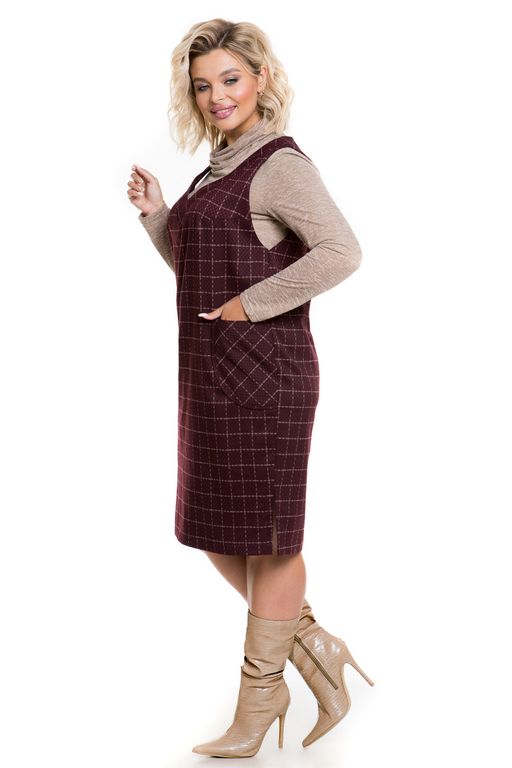 Сарафан 1183 бордовая клетка - Novita фото 3