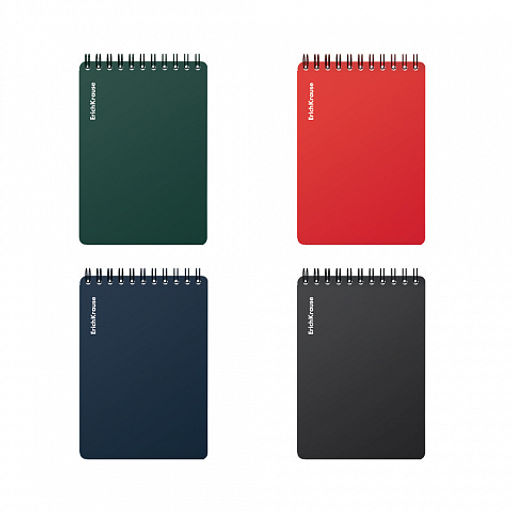 Цена за 4 шт. Блокнот с пластиковой обложкой на спирали ErichKrause Classic, А7, 60 листов, клетка_MIX-PACK