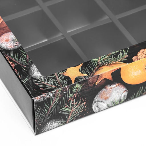 Цена за 2 шт. Коробка под 9 конфет новогодняя «Мандарины», 13.5×13.5×3.5 см