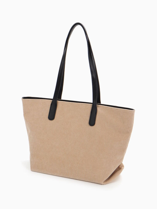 Сумка - шоппер женская на молнии, 39×14×25 см, бежевая