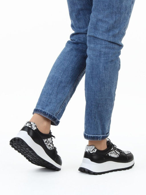 03-A847-10 BLACK Кроссовки женские (натуральная кожа)