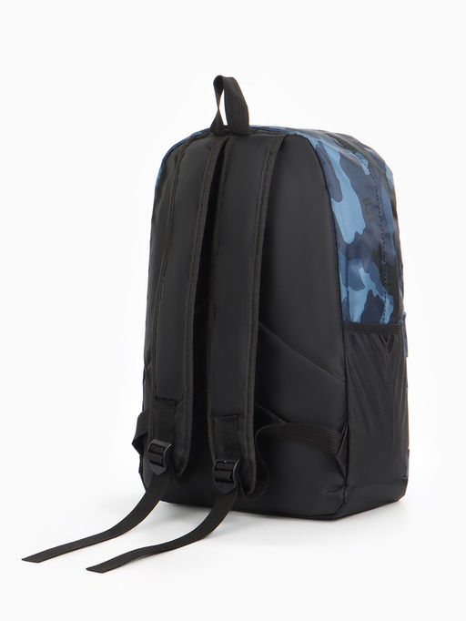 Рюкзак школьный на молнии, с карманами, с принтом, размер 30?13?42 см, тёмно-синий/чёрный