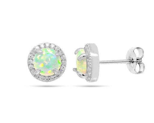 Серьги из серебра опал белый, МОВ0295