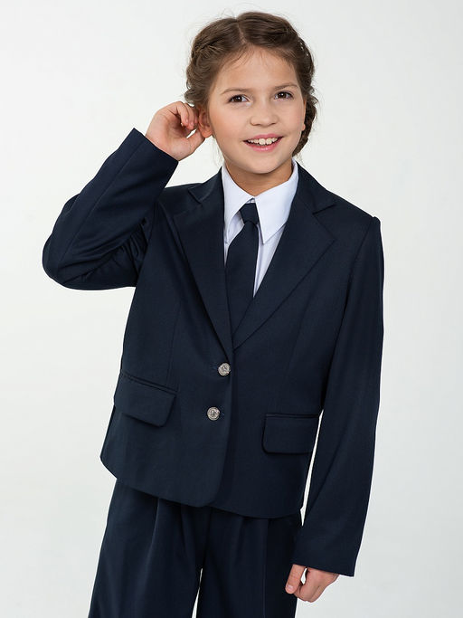 Синий школьный пиджак для девочек Mooriposh, модель 0717