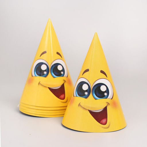 Набор бумажной посуды Смайлы с улыбкой, 6 тарелок , 1 гирлянда , 6 стаканов, 6 колпаков - Страна карнавалия фото 6