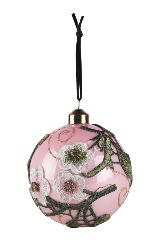 Decoris / Стеклянный елочный шар 'Розовый бутон' 10 см