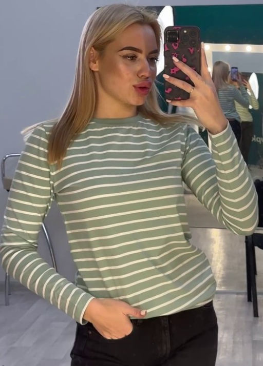 Лонгслив хлопок 95%, лайкра 5% фисташковый - Binita фото 20