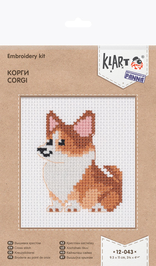 Klart набор для вышивания 12-043 Корги 9.5 х 11 см