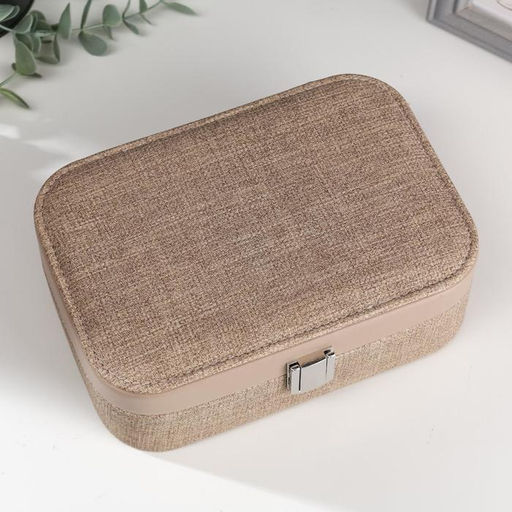 Шкатулка кожзам под часы 1 отделение и бижутерию Бежевая комбинированная 7х20х14 см - Simaland фото 3