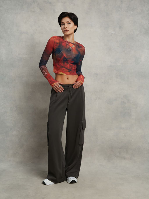 Укороченный принтованный рашгард из эластичной сетки с длинным рукавом - Eazyway фото 4