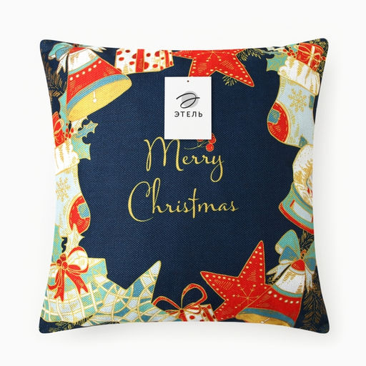 Наволочка декоративная новогодняя Этель. Новый год 43?43 см, велюр