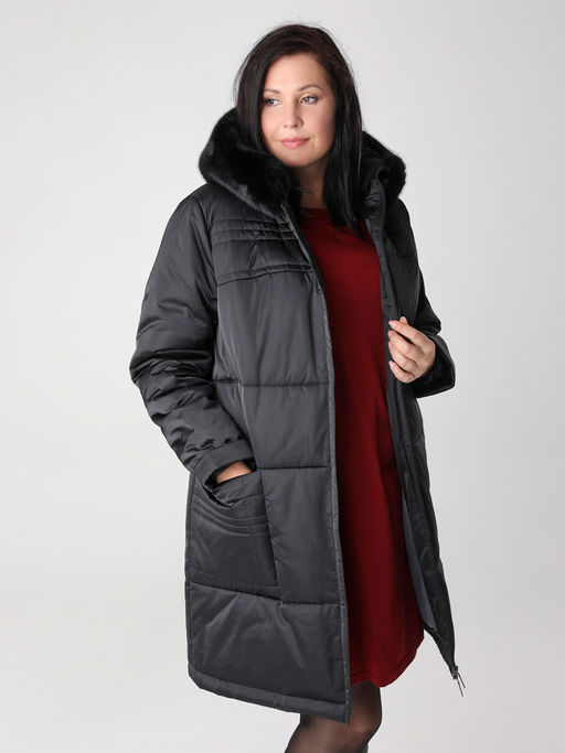 Еврозима! 24321 Пальто дем. черный - Dizzyway фото 3