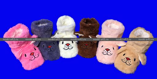 Цена за 2 пар. 2 ПАРЫ - Носки-САПОЖКИ детские с мехом Мордочки ВЫСОКИЕ длина подошвы 17-18 см - For you фото 6