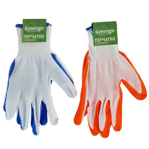 Цена за 12 шт. Перчатки садовые, нейлоновые, с нитриловым полуобливом, размер 8, МИКС, Greengo  фото 4