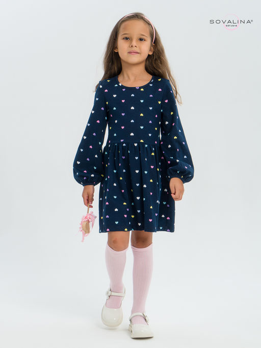 Платье Моана цветные сердечки на синем - Sovalina фото 7