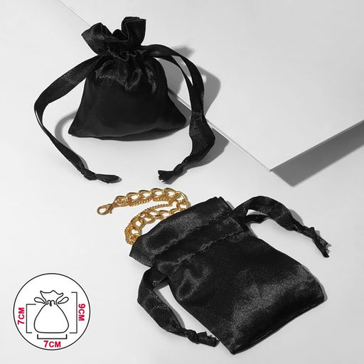 Цена за 28 шт. Мешочек подарочный атласный с лентой, 7×9 см, фасовка 50 шт., чёрный
