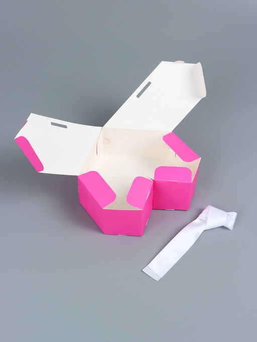 Цена за 5 шт. Подарочная коробка - сердце, самосборная, розовая, с лентой, 17?17?6 см