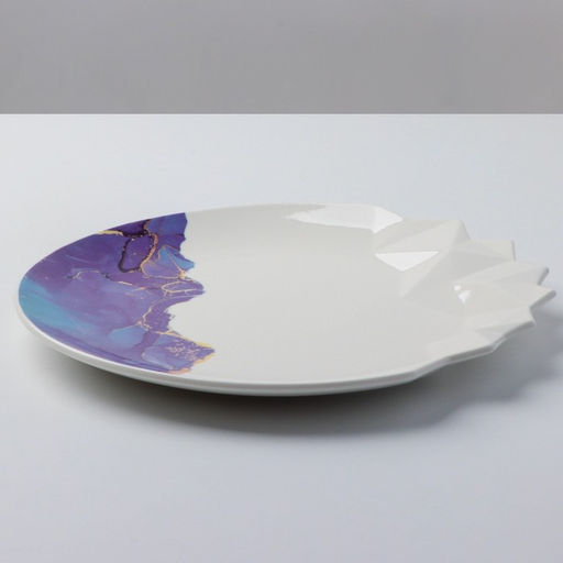 Блюдо для подачи Мрамор, бело-синяя, 27 см - Дорого внимание фото 6