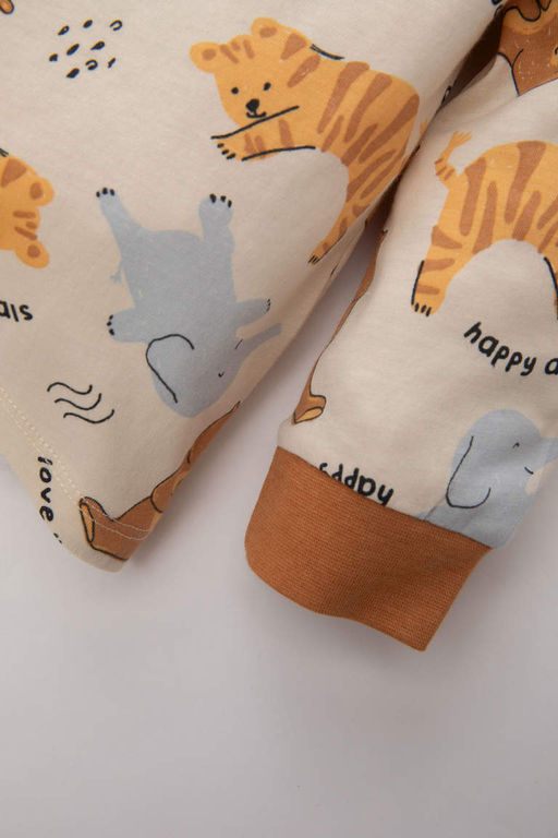 Пижамный комплект премиум-класса с длинными рукавами и принтом Safari для маленьких мальчиков - Defacto фото 4