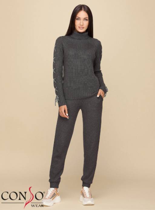 Conso/KS 190610 - dark grey Костюм женский: джемпер+брюки