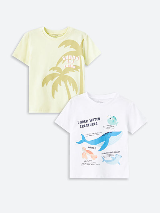 Bisiklet Yaka K?sa Kollu Bask?l? Erkek Bebek Ti??rt 2li - Waikiki фото 4