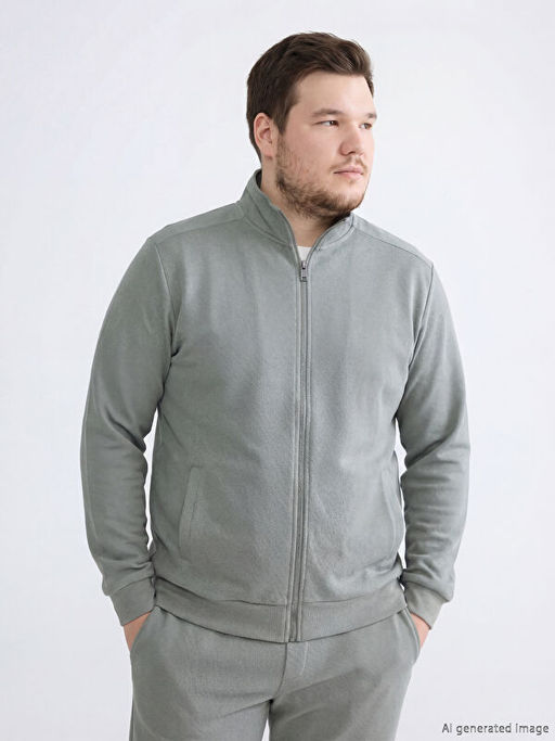 Dik Yaka Erkek Fermuarl? Sweatshirt