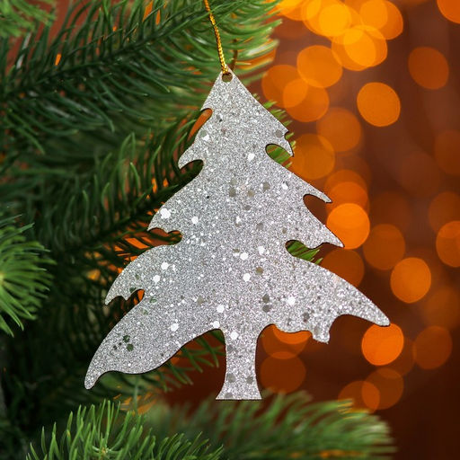 Цена за 2 шт. Елочная игрушка Сверкающая ёлочка, односторонняя