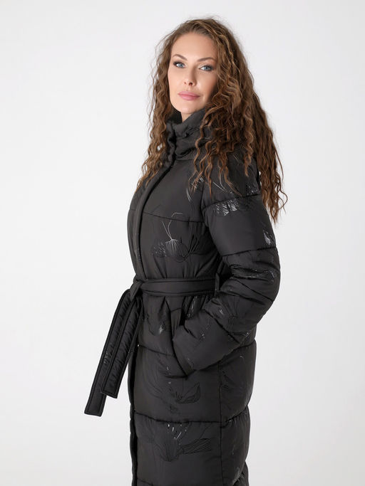 24433 Пальто стеганое черный - Dizzyway фото 2