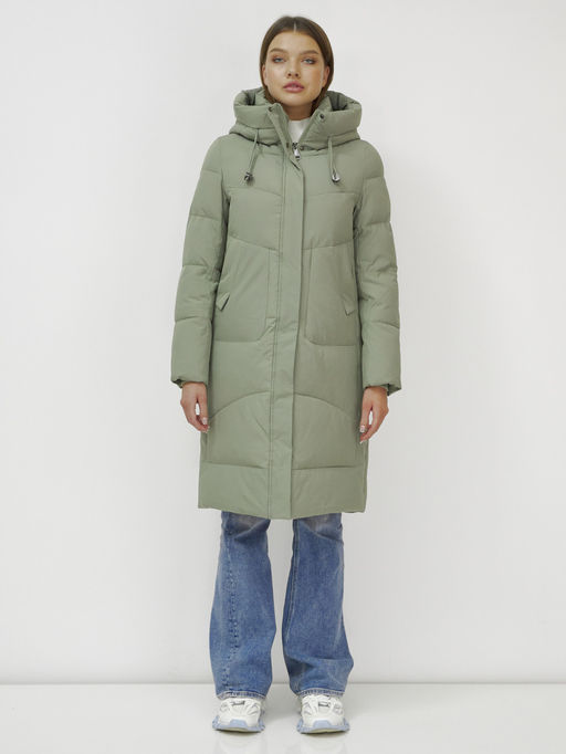 Куртка зимняя с капюшоном удлиненная стеганная зеленого цвета 9650Z - Mtforce фото 9