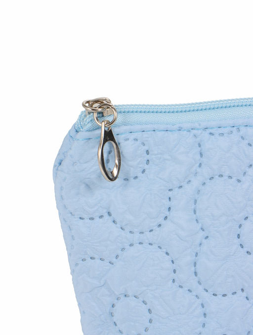 Косметичка женская «Цветочки», на молнии, ручка из бусин, голубая