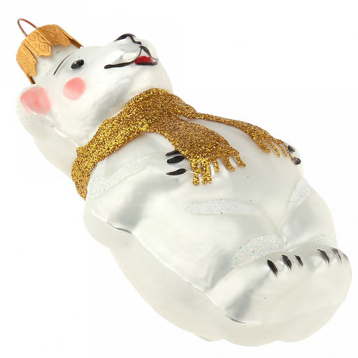 Елочная игрушка фигурка стеклянная Мишутка в шарфе h9см, золотой, ручная художественная роспись, подарочная упаковка (Россия) - Домашняя мода фото 5