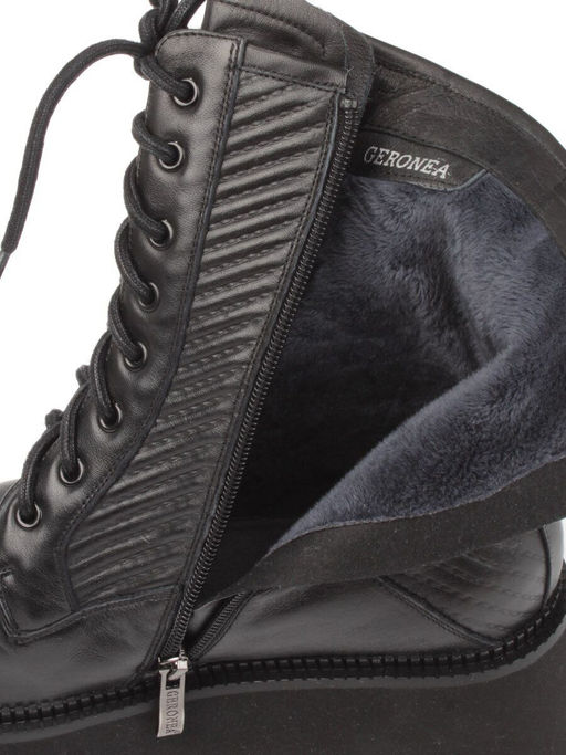 01-C1112-1 BLACK Ботинки демисезонные женские (натуральная кожа, байка)