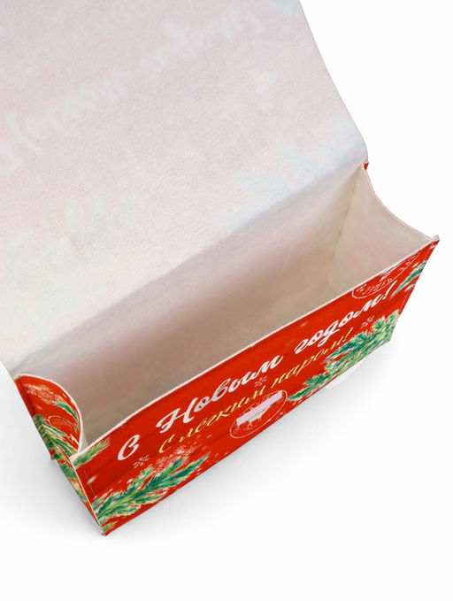 Набор для бани с принтом С новым годом!, 5 предметов: шапка, рукавица, тапочки, коврик, войлок, красный, Банная забава  фото 19