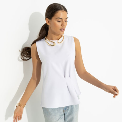 Блуза с декоративными защипами Счастье с тобой (белая)