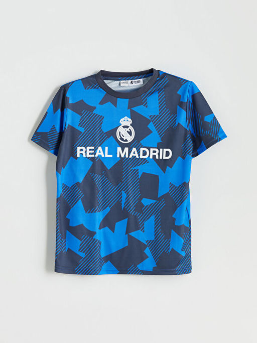 Bisiklet Yaka Real Madrid Bask?l? Erkek ?ocuk Ti??rt