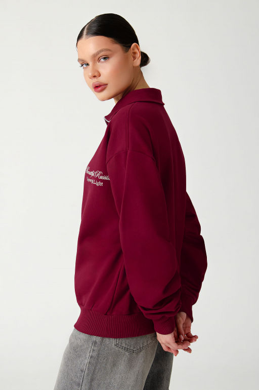 Арт. 1-5137 Свитшот женский полузамок 44-50 (4 шт) Цвет:бордовый - Калинка фото 4