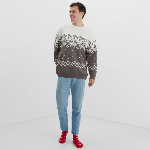 Свитер вязаный новогодний KAFTAN Scandinavia, размер 42, серый
