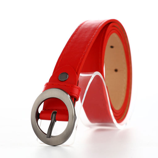 Ремень женский тонкий с винтом, 110×2 см, пряжка тёмный металл, красный