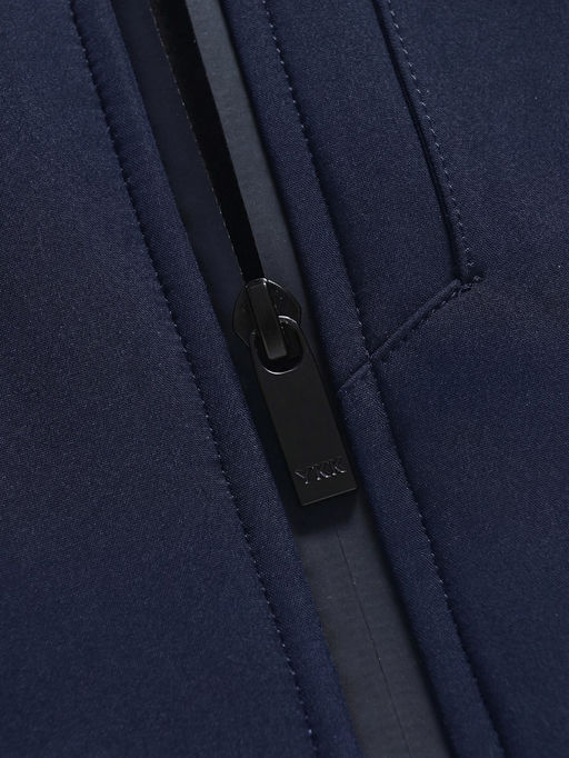 Ветровка мужская софтшелл виндстоппер с капюшоном спортивная темно-синего цвета 9615_1TS