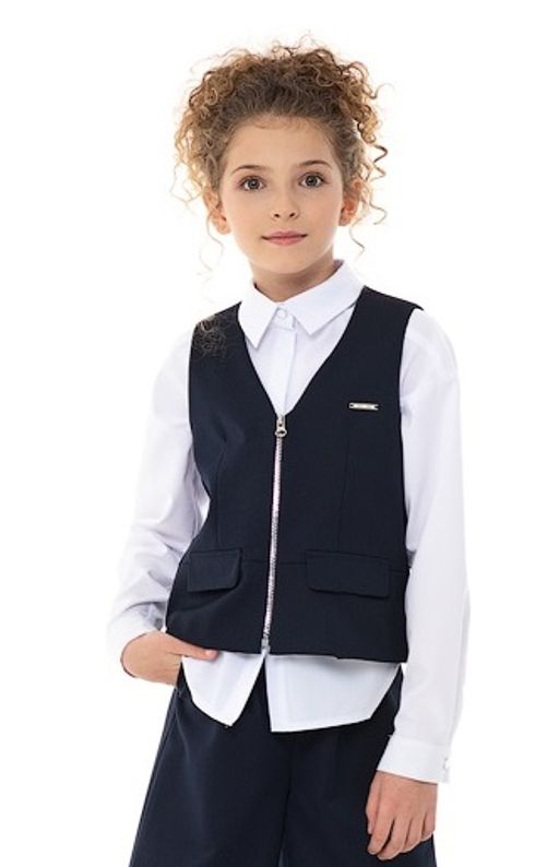 Синий школьный жилет для девочки Mooriposh, модель 1115 фото 3