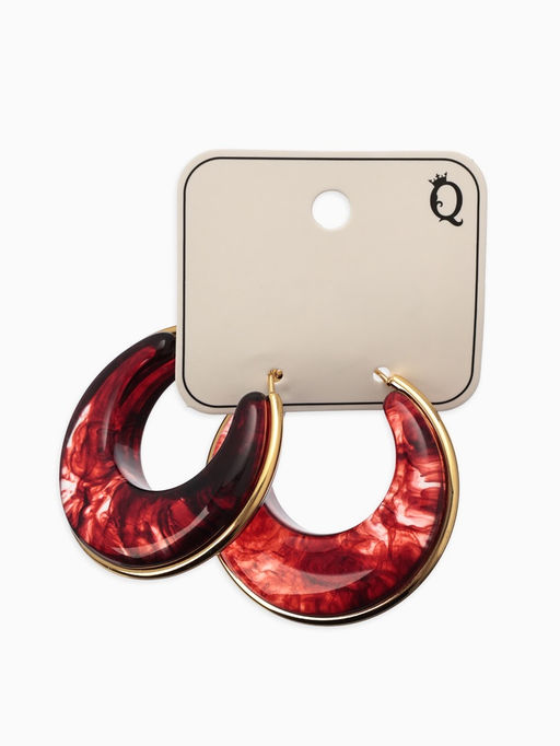 Серьги-кольца акрил «Тренд», бордовые в золоте