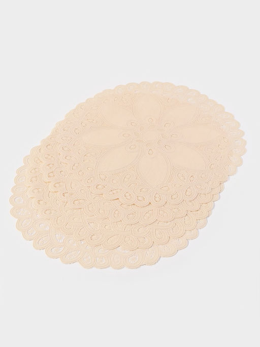 Цена за 12 шт. Салфетка ажурная «Цветок», d=38 см, бежевая