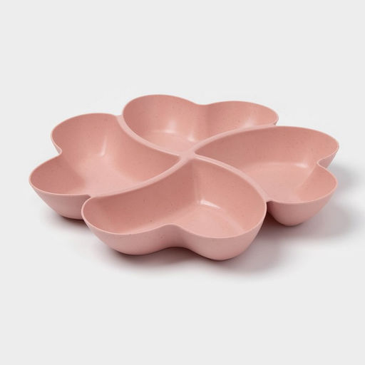 Менажница 4 секции «Сердце», 22.5×3 см, розовая/бежевая