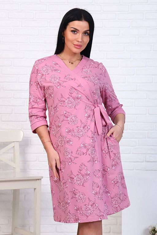 Пеньюар с сорочкой для беременных и кормящих мам, цветы, сухая роза (08520-14) - Плиона фото 11