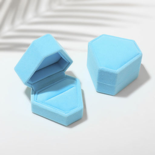 Футляр под серьги, кольцо Кристалл, бархатный, 6.5?6 см, голубой