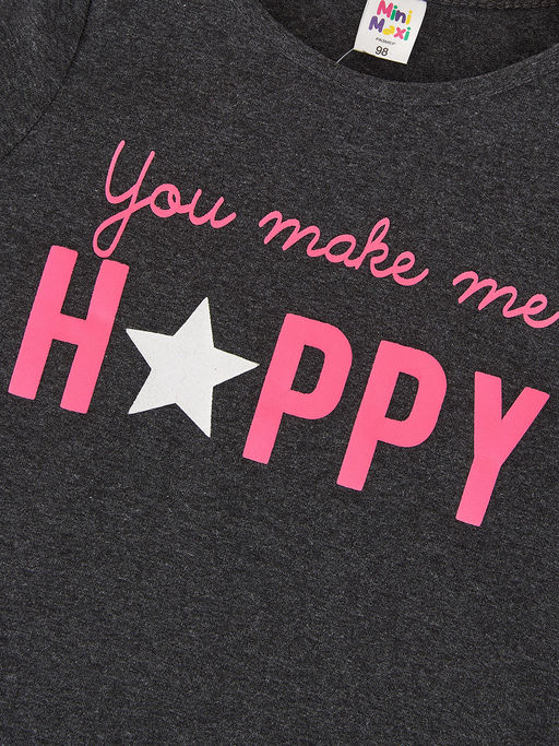 Лонгслив с принтом для девочки UD 3726 черный меланж - Mini maxi фото 5