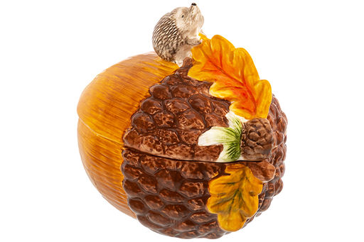 Банка д/печенья 650 мл 12,5*19*15,5 см "Ёжики", с крышкой, керамика